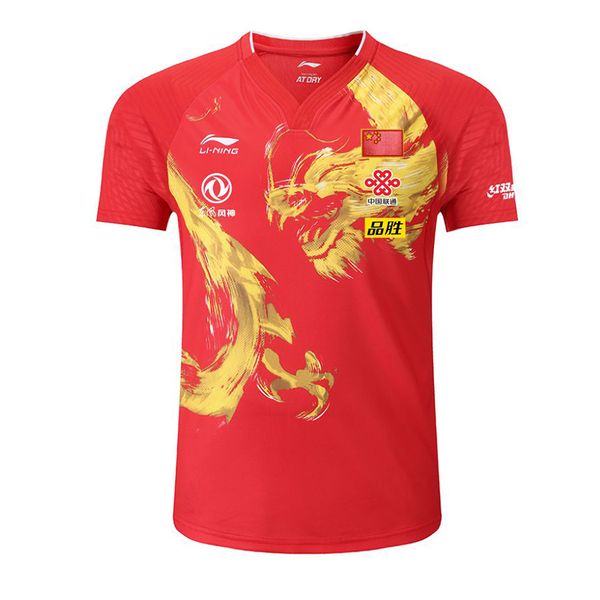 

li-ning china table tennis shirts men/ women national team game pingpong tee shirt , chinese dragon sports shirts, badminton tennis shirt, White;black