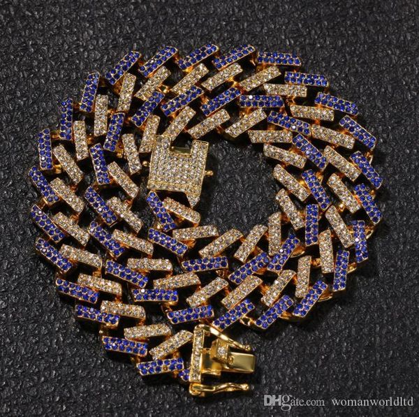 

15mm strip cuban chain miami hip-hop necklace imitated with golden diamond hip hop for men jewelry necklaces gift, Black