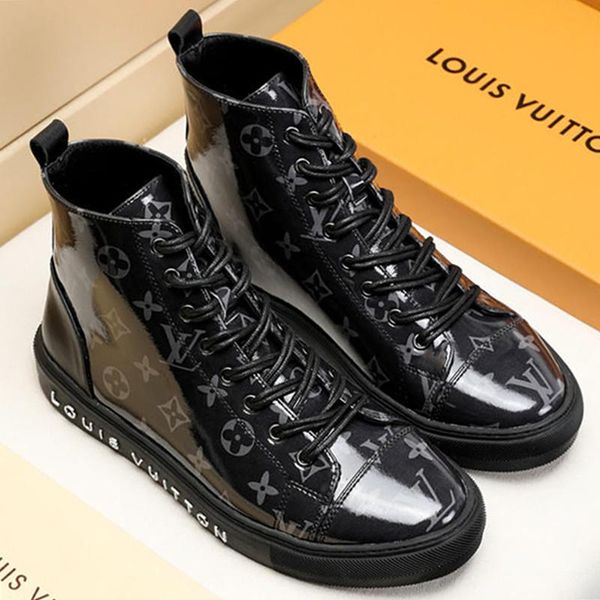 

new mens boots leather casual shoes high rubber sole platform leather mens work boots plus size m #19 tattoo sneaker boot sale, Black