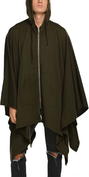 

2019 new men's solid color loose large size hooded 2019 new men's cloak solid color cloak sweater loose large size hooded sweater, Tan;black