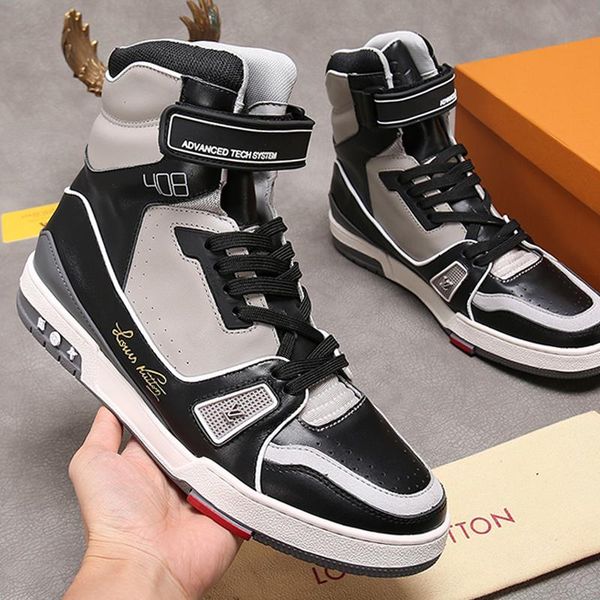 

fashion sneakers mens shoes breathable trainer sneaker mid -footwears with box zapatos de hombre athletic sports men shoes casual bottes, Black