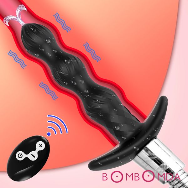 Remoto sem fio bocal do chuveiro Anal Vibrador Enema Para Anal Seringa Douche Vagina Cleansing Shower Head Anal Cleane Adult Sex Toy Y200616