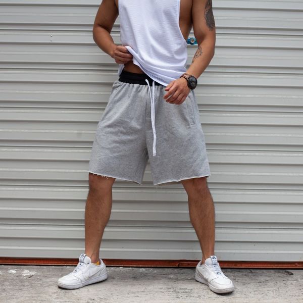 

2020 summer thin section casual shorts mens fashion loose-fit pure cotton pants basketball short gray sweatpants /30, Black;blue