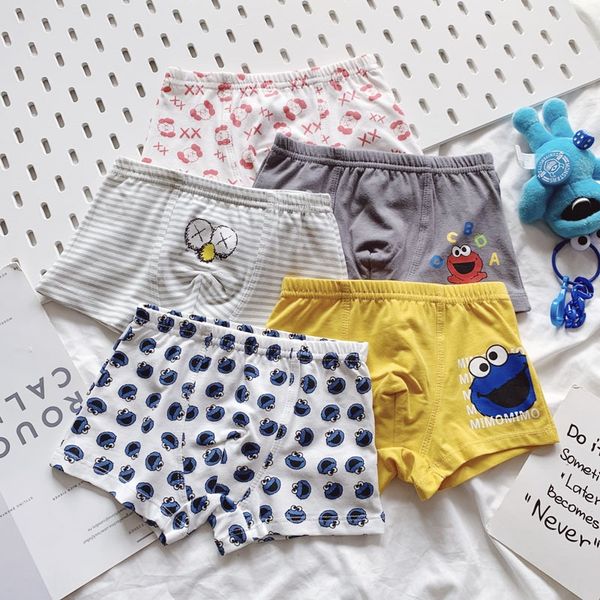 

ins2020 new men's boxer underpants underpants underwear cute cartoon pure cotton children's underwear 5-piece suit shorts, Camo