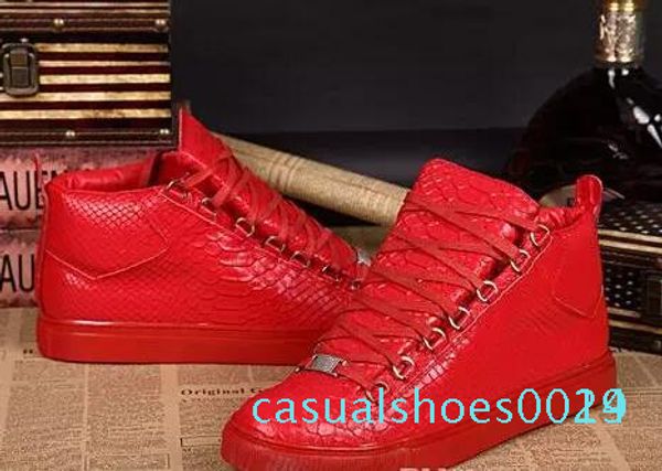 

2019 new new brand hiphop casual men sneakers blue genuine leather sheepskin arena lace-up luxury kanye west trainers high c14, Black