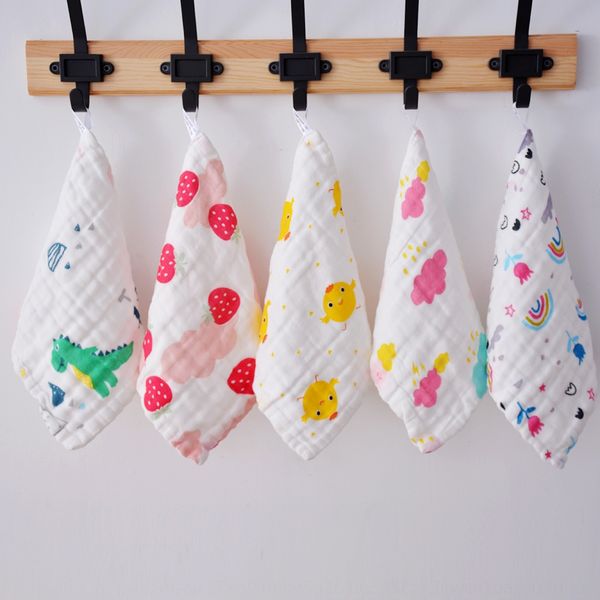 

ukd9s cotton high-density bubble gauze face face small square six-layer pleated baby saliva towel soft absorbent printing small square towel