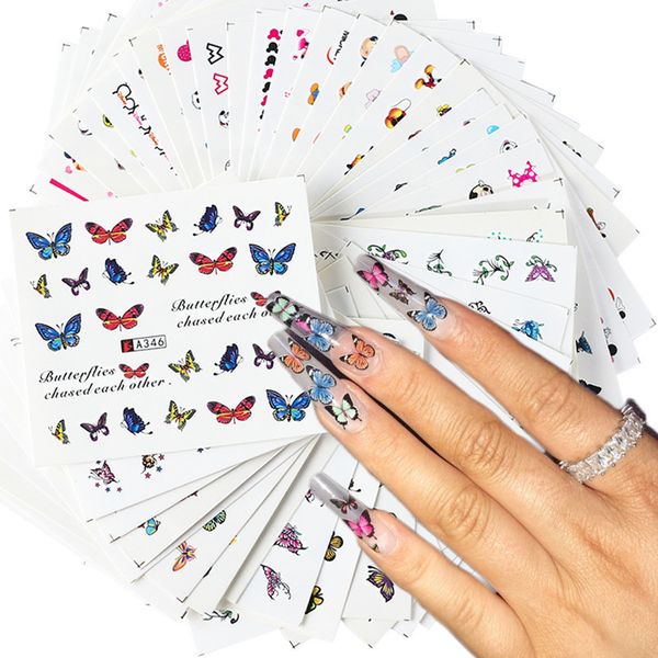 

stickers & decals 48 pcs 2021 different butterfly design manicure 3d, Black