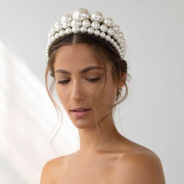 

artilady luxurious pearl headband wedding engagement hairband hair accessories for women party gift drop shipping, Golden;silver