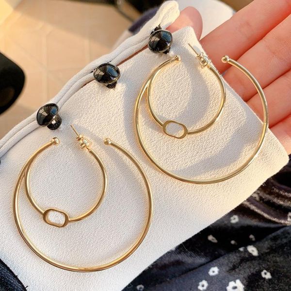 

c2035 individual character restores ancient ways big earring female euramerican vogue contracted letter half circle earring, Golden;silver