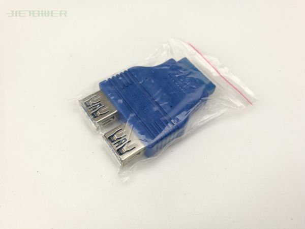 

100pcs wholesale 2-port usb 3.0 a female to 20 pin motherboard cable 20 pin to usb3.0 adapter converter