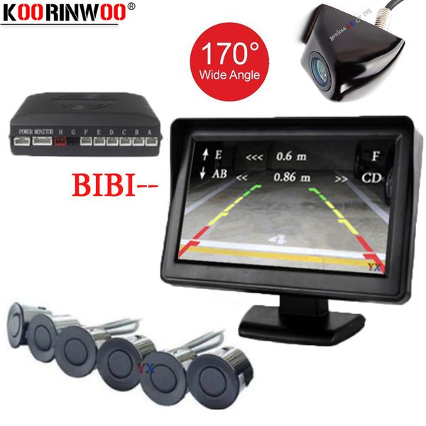 

koorinwoo dual channel car parking sensor alert front back 6 flat sensors parktronic for car parking camera monitor android dvd