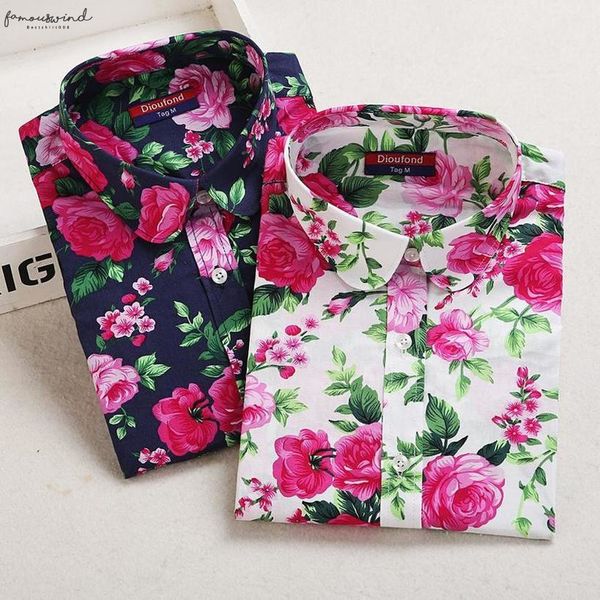 

2020 summer women shirts floral clover cotton blouse long sleeve shirt cap sleeve womens blouses white navy blusas plus size 5xl dioufond