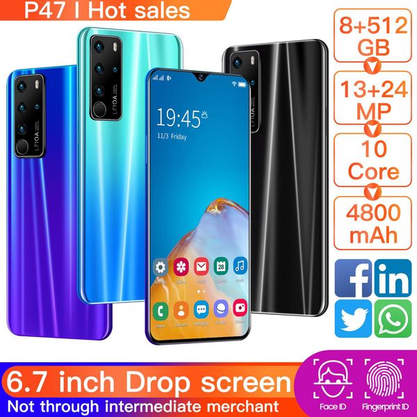 

6.7-inch large screen p47 android smartphone cross-explosive spot 1+8 p47 mobile phone manufacturer wholesale