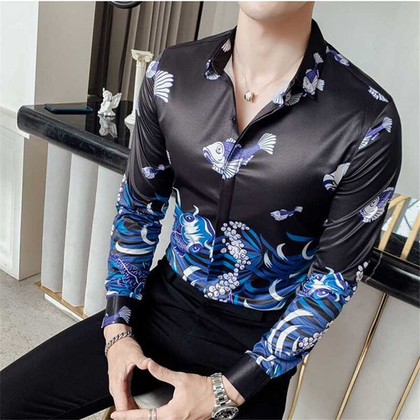 

new luxury design slim fit long sleeve camisa masculina l men club prom shirt, White;black