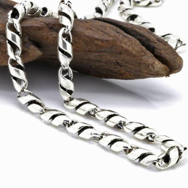 

4mm 925 sterling silver men's classic retro thai silver twist tube necklace