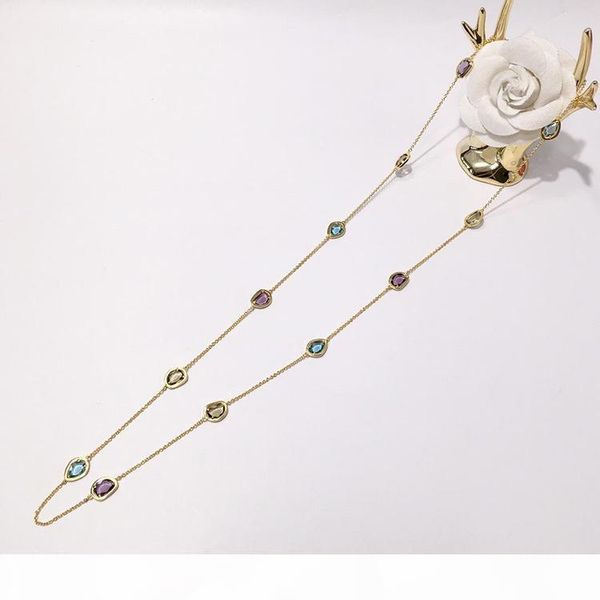 

2018 zircon long necklace sweater chain fashion fine metal chain crystal rhinestone flower pendant necklaces adjusted, Silver