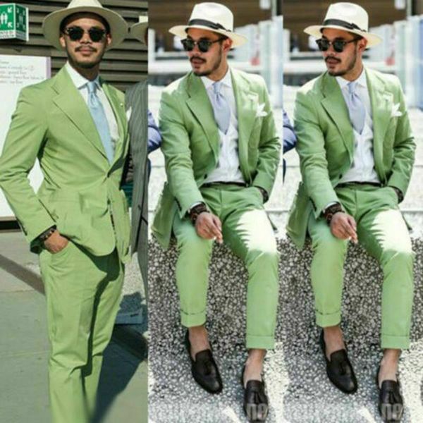 

костюм homme green men костюмы slim fit две кнопки остроконечные отворотом groom wedding пляжная одежда casual пром смокинги (куртка + брюки, White;black