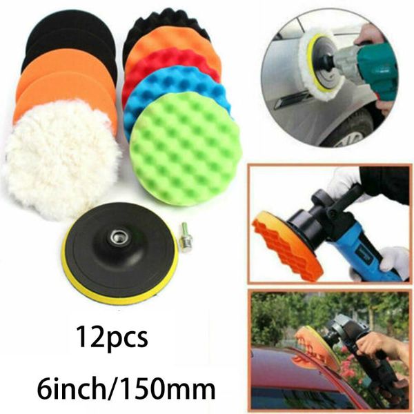 

12" 150mm microfiber car wax applicator pad polishing sponge waxing buffing sponge buffer polishing pad kit for car polisher