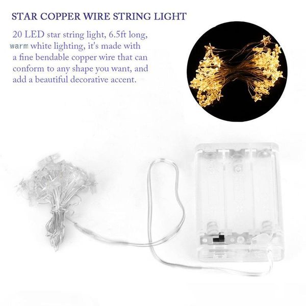 

Star String Lights, LED Twinkle Lights Battery Operated 20 40 LEDs Indoor Fairy Lights Warm White for Patio Wedding Bedroom Birthday Party