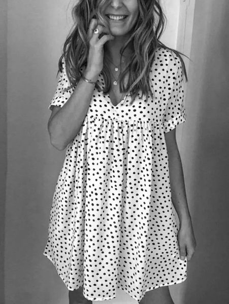 

2020 new round dot stitching 2020 new dress round dot stitching dress, Black;gray