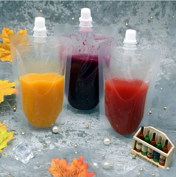 

100-500ml plastic spout beverage bag for juice milk self-supporting ziplock packaging bag, liquid high temperature resistant packaging bag