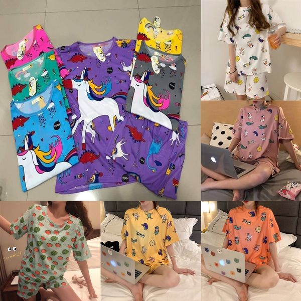 

09wmn short-sleeved pants set outdoor single running summer home wear women's short-sleeved pants set outdoor single running pajamas pa, Blue;red