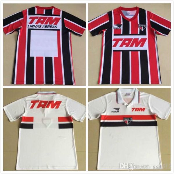 

1993 sao paulo retro soccer jersey 93 away classic vintage football shirt s-2xl, Black;yellow