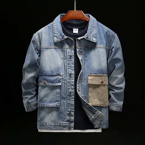 

autumn and winter new fashion brand denim men's jacket loose men's casual trendy jacket, Black;brown