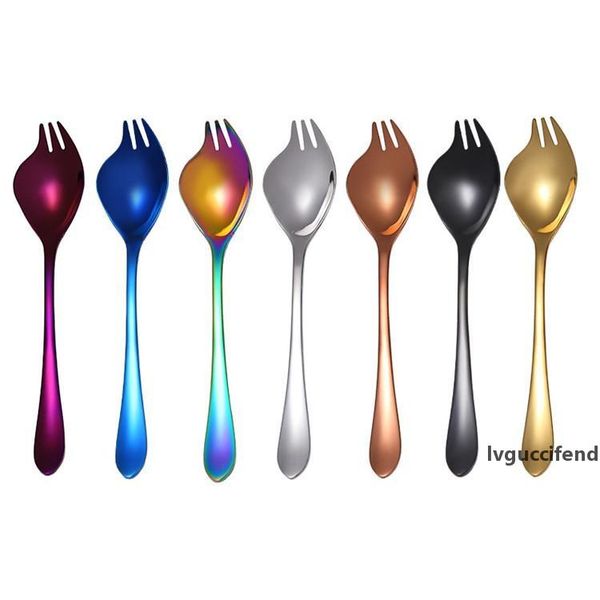 

eat fork rainbow fork silverware creative 2 in 1 stainless steel 304 spork flatware on sale