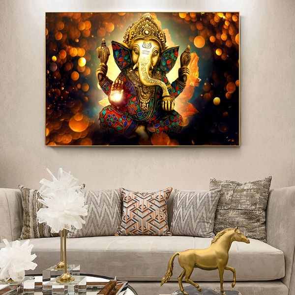 

lord ganesha canvas paintings wall art classical hindu gods posters prints hinduism religion decorative pictures for living room wall decor