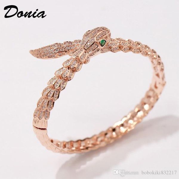 

donia jewelry three color electroplating exaggerated micro inlay zircon animal adjustable bracelet personality aggressive animal gift, Black