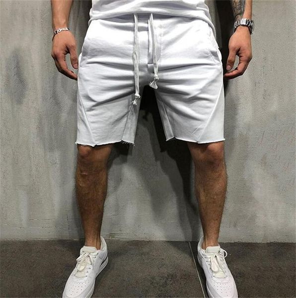 

running mens shorts fitness loose solid color sports male shorts casual breathable training homme drawstring trousers, White;black