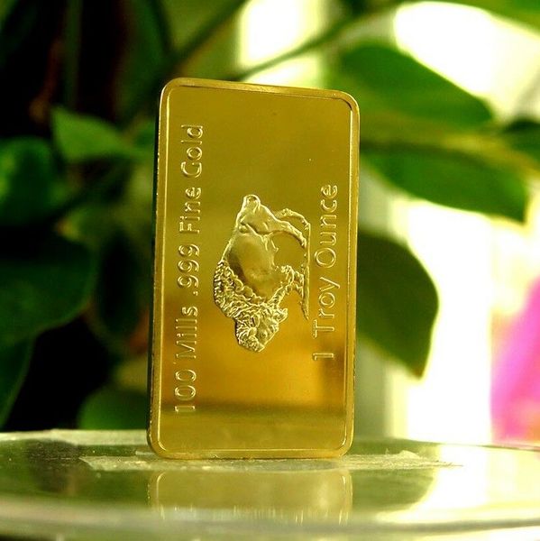 

10pcs / серия свободная перевозка груза один слитках 1 тройская унция золота 24k бар 999 позолоченные бары 1