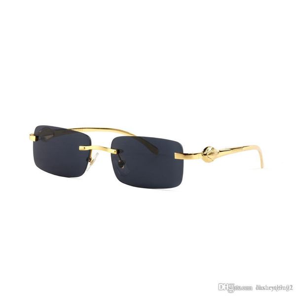

luxury snake rimless rectangle polarized sunglasses made in france fashion eyeglasses with glass lens lunettes, White;black