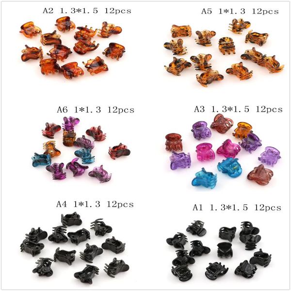 

hair accessories 12pcs /set plastic mini hairpin 6 clip clamp for ladies claw clips women simple design ornament, Slivery;white
