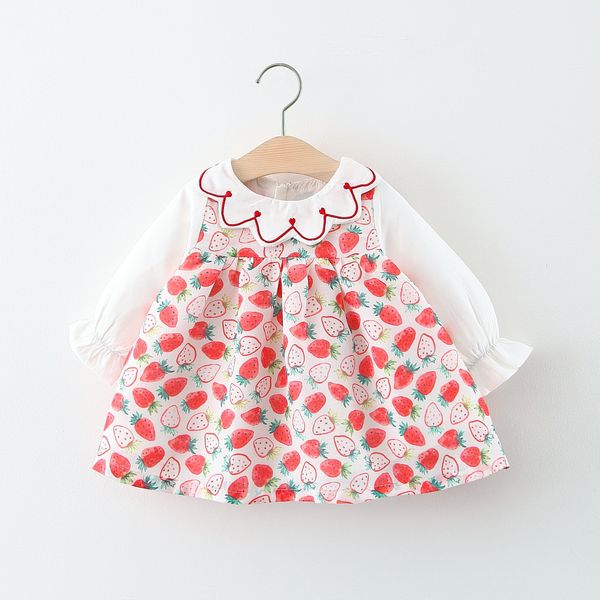 

kids designer clothes girls2020 autumn new girls dress childrens printed long-sleeved autumn dress baby western princess skirt, Red;yellow