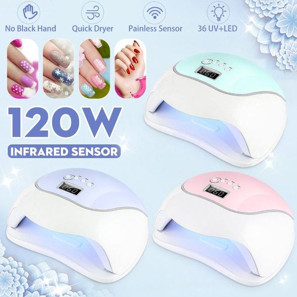 

nail dryers 120w dryer portable led uv lamp usb polish acrylic gel curing manicure 10s / 30s 60s 99s timer