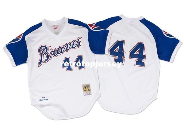 

hank aaron atlanta #4 mitchell & ness retro 1974 pullover jersey, Gray