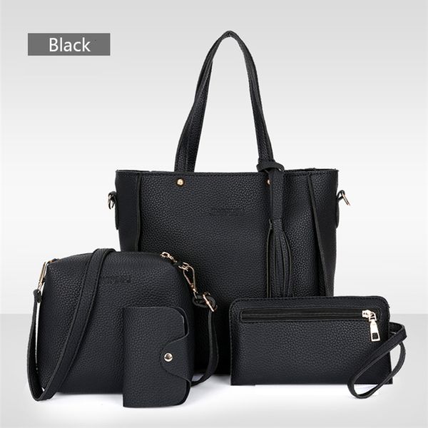 

drop shipping 4pcs handbag set plain women pu leather shoulder bag a435 drop shipping good quality