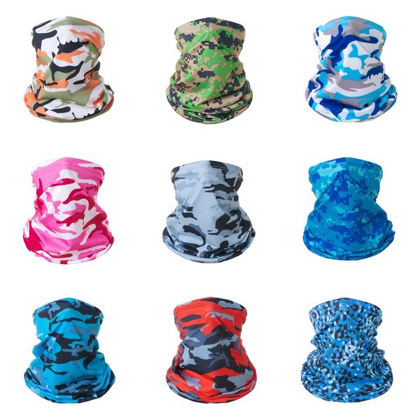 

kwncs bicycle seamless magic scarf face mask halloween cosplay multifunctional cs ski headwear half face party bandana mask camouflage co#47, Black