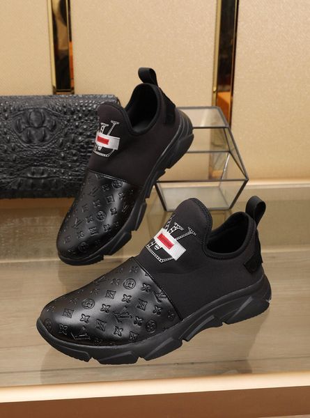 

2020c high-end men's leather print low-casual shoes, high-quality large size fashion wild lace-up sneakers, size: 38-45, Black