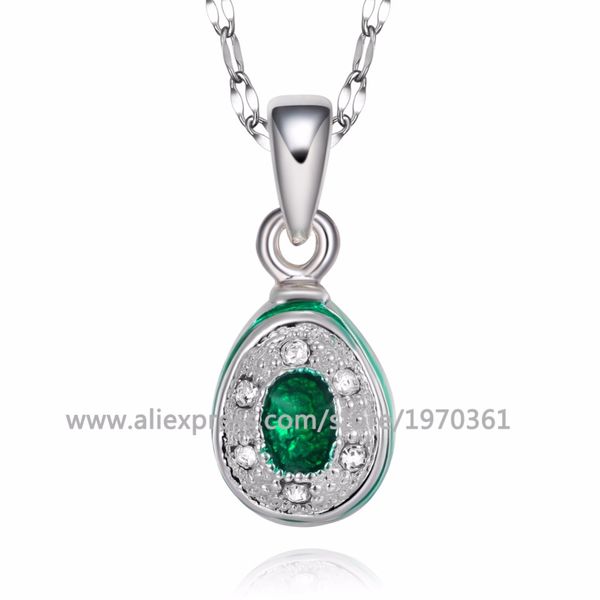

wholesale brass egg pendant necklace 2018 classic vintage charm necklace austrian rhinestone lovey gift christmas female yf22-s009, Silver