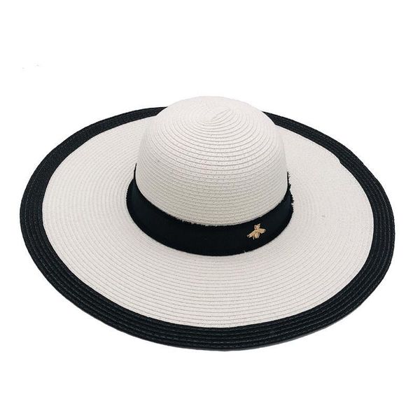 

black white little bee beach hat new summer fashion street hats for woman adjustable caps womens cap 2 colors quality, Blue;gray
