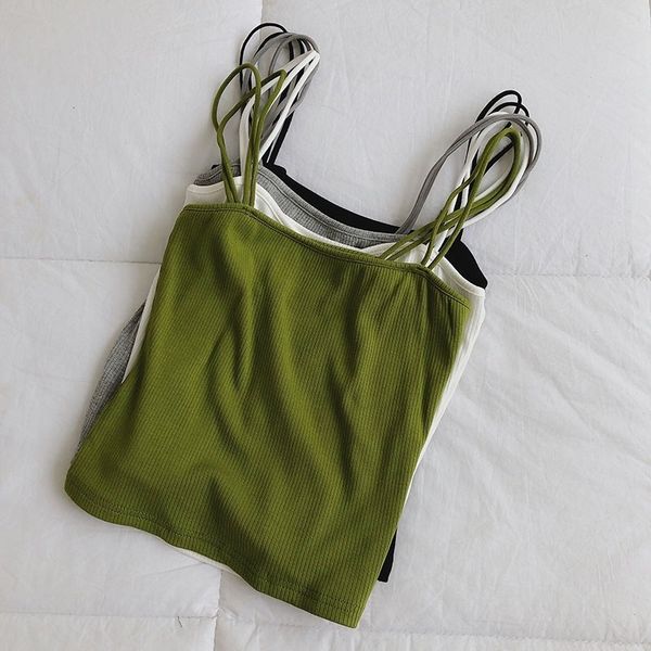 

rztrb fruit green sling strapless women's inner sling shoulder strap shoulder strap wear anti-exposure short navel knitted base vest ou, Camo
