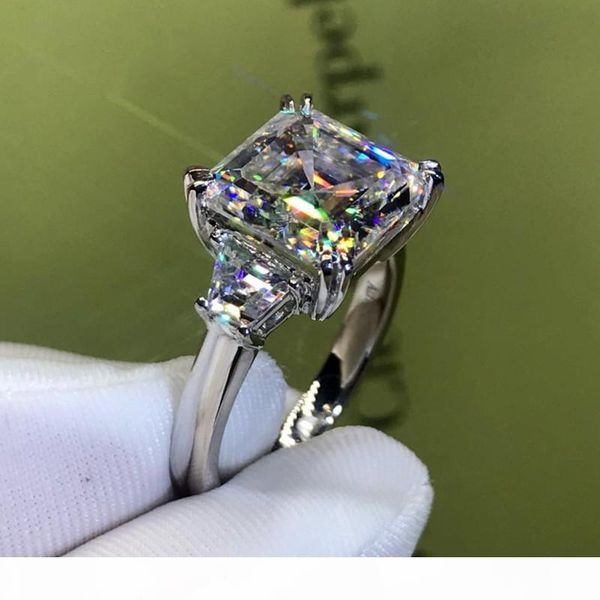 

j choucong роскошные ювелирные изделия real 925 sterling silver princess cut белый топаз cz алмазные три камень бриллиантовые женщины свадеб, Slivery;golden