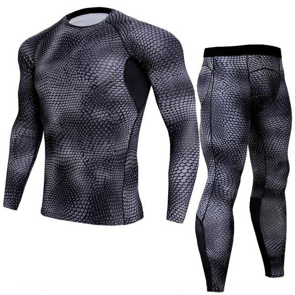 

new quick-drying suit men's tight pants tight pants fitness clothes breathable quick-drying clothes running long sleeve tights, Gray;blue