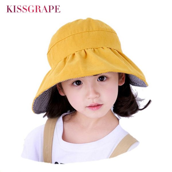 

baby girls hat wide brim kids bucket caps summer beach travel outdoor fashion cute sun hats children's cap 4-10y, Blue;gray