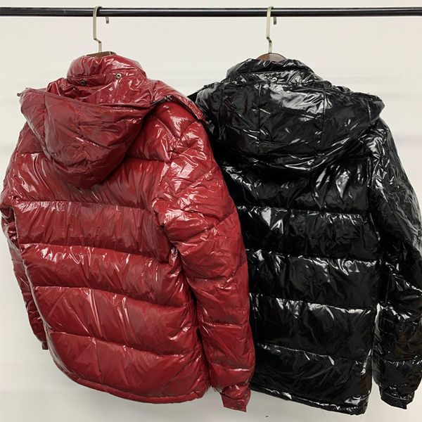 

dhl puffer jackets doudoune men's winter jacket new bright face down jacket men and women couple thick short section bright hooded war, Black