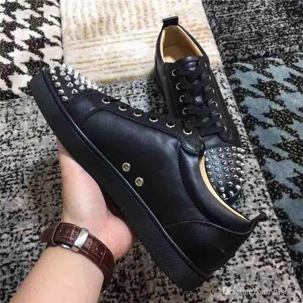 

2019 classic sneakers men's red bottom low-junior spikes flats orlato shoes men and women suede leather sneakers casual shoes, Black