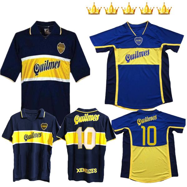 

97 98 boca junior retro soccer jersey maradona vintage veron caniggia 1997 1998 maglia classic 2000 2001 football shirts, Black;yellow